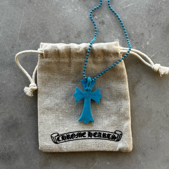 Chrome Hearts Tokyo 20th Anniversary Blue Cross Necklace with Dust Bag